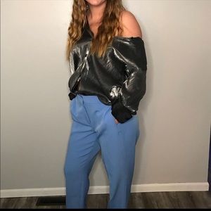 Black metallic button down